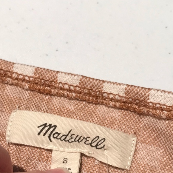 NWT Madewell Gingham Jaquard Square Neck Puff Sleeve Top Brown Cottagecore - Picture 10 of 14